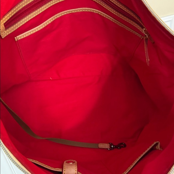 Dooney & Bourke Red and Blue Polka Dot Tote with dust bag - Picture 11 of 12